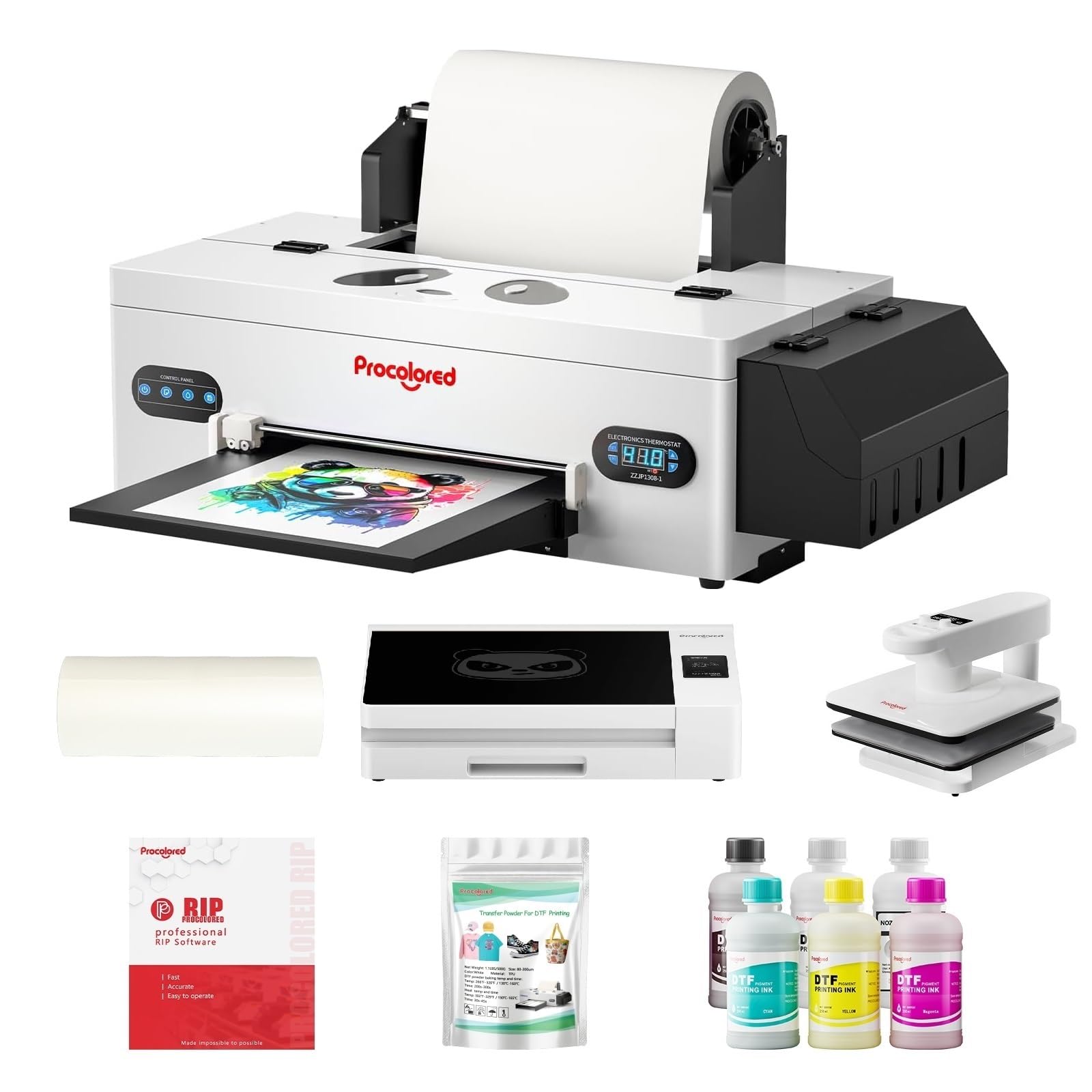 Procolored F13 Panda DTF Printer 13" A3 L1800 T-Shirt Printing Machine Direct to Film with White Ink Circulation and Semi-Automatic Cleaning &amp; Complete Bundle Premium