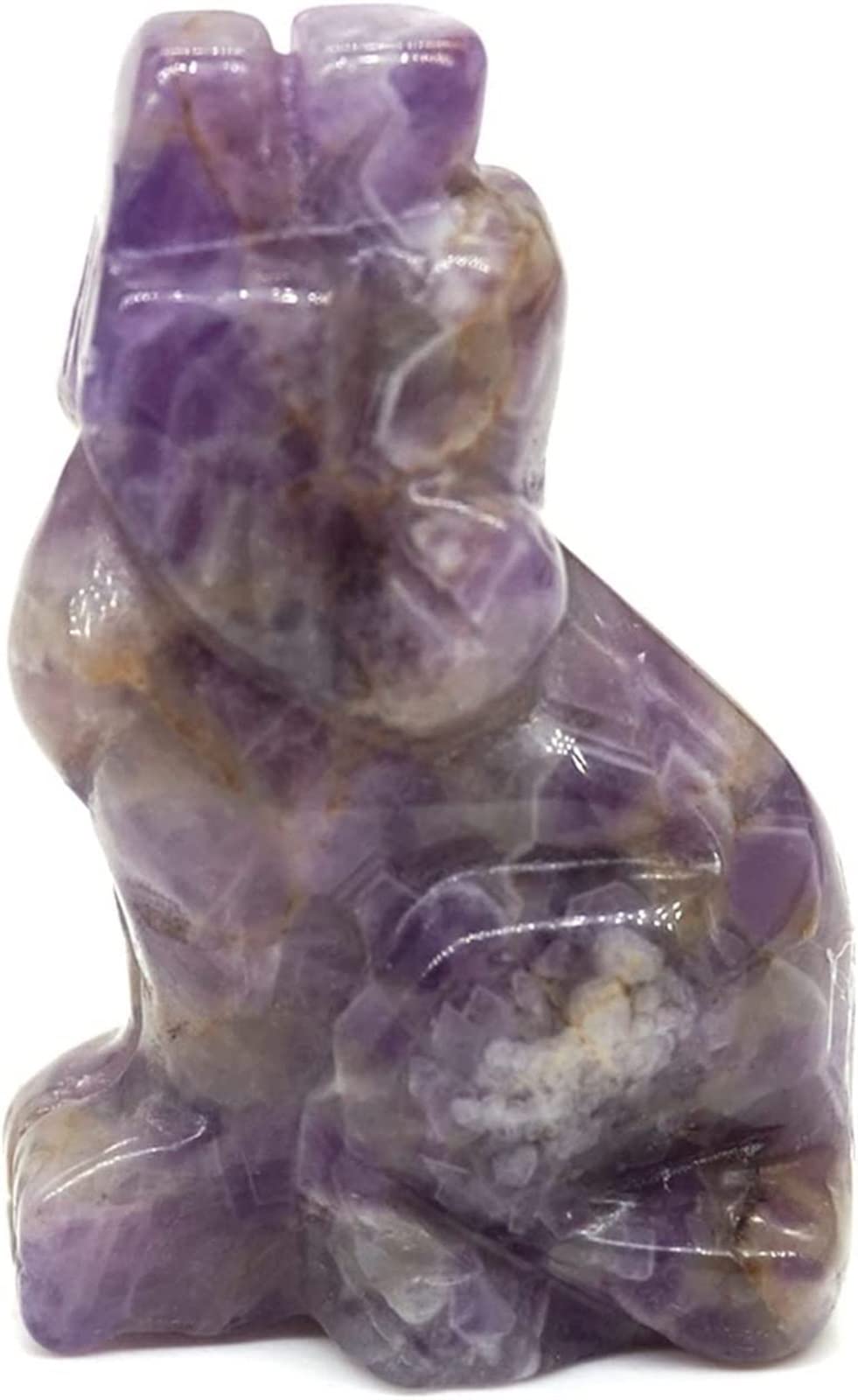 Estatua de buho esculpida en cuarzo rosa premium y piedras naturales talladas a mano