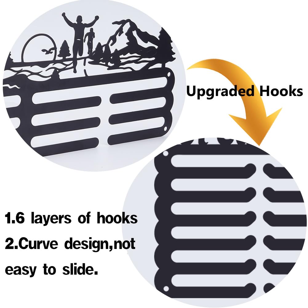 Porta Medaglie Da Parete SUPERDANT - Tema Calcio Femminile, 30 Ganci, Nero - Foto 8