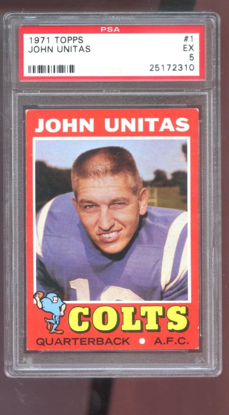 1971 Topps #1 John Unitas Johnny Unitas PSA 5 Graded Football Card NFL Colts