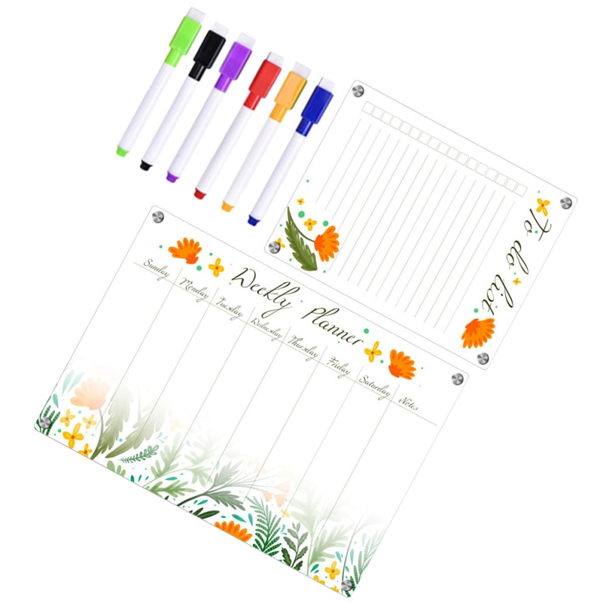 MAGICLULU Lavagna Acrilica Cancellabile a Secco Trasparente A3+a4 8 Pezzi Magneti, Calendario Magnetico per Frigorifero, Organizer per Pianificazione Mensile e Promemoria Riutilizzabile