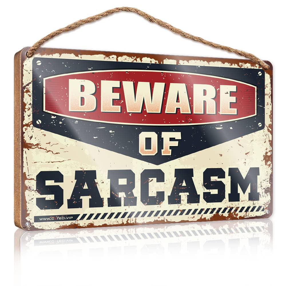 DTHA Farmhouse Bathroom Sign Beware Of Sarcasm Wooden Sign Door Decor House Decor Clearance(15X28CM)
