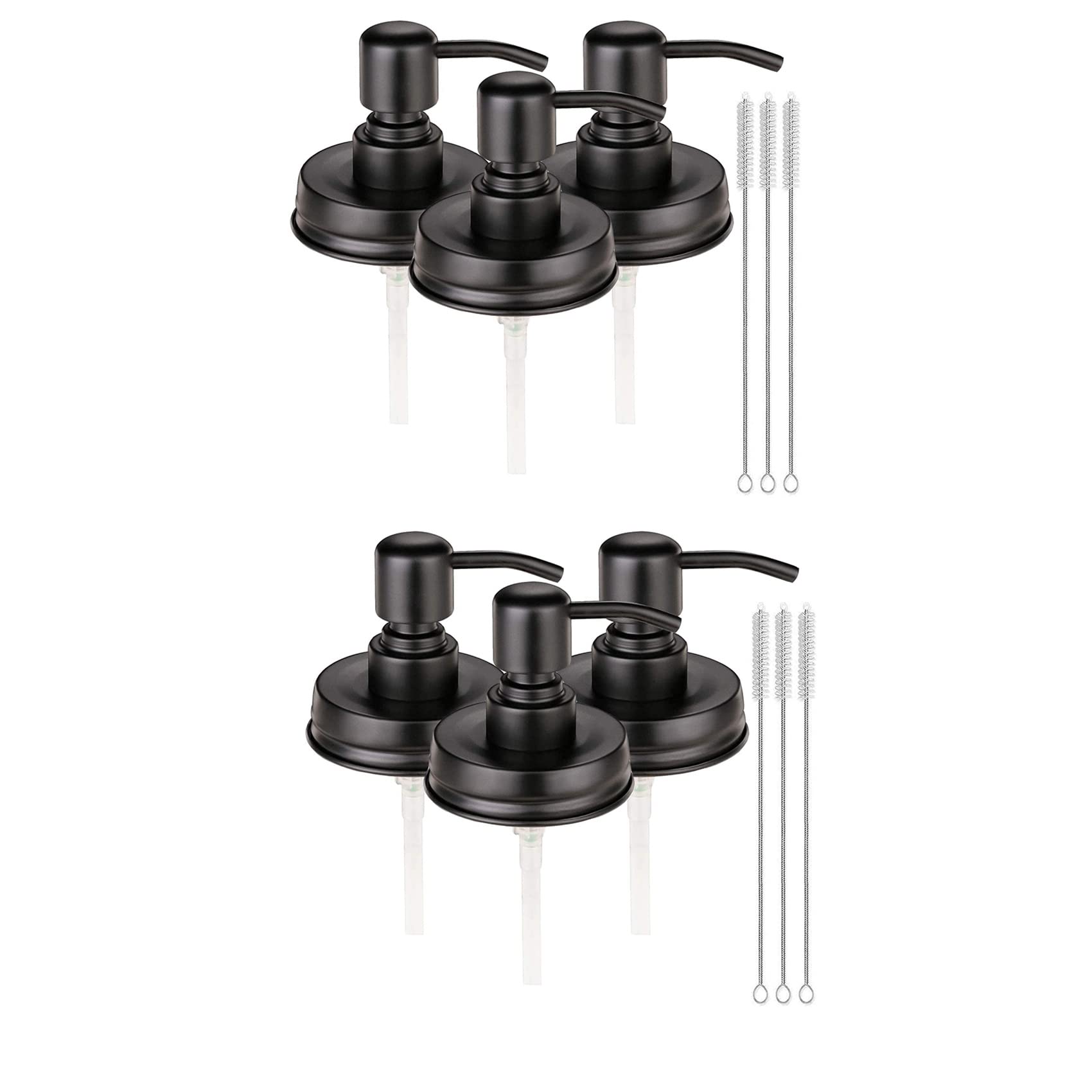 Hndhbfgrt Soap Dispenser Lids,Rust Proof Pump and Lid Replacement for Jars or Other DIY Lotion Soap Dispensers, 6 Pack