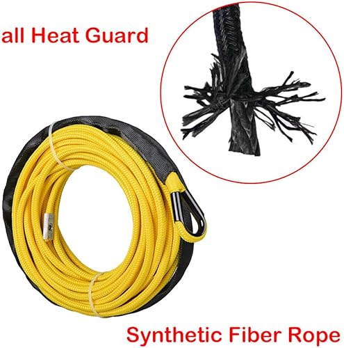 Miniatura 5 de Cuerda de cable de cabrestante sintética amarilla de 50 x 14 pulgadas, 7000 libras, con protección contra rocas y todo el calor + tapón de goma para