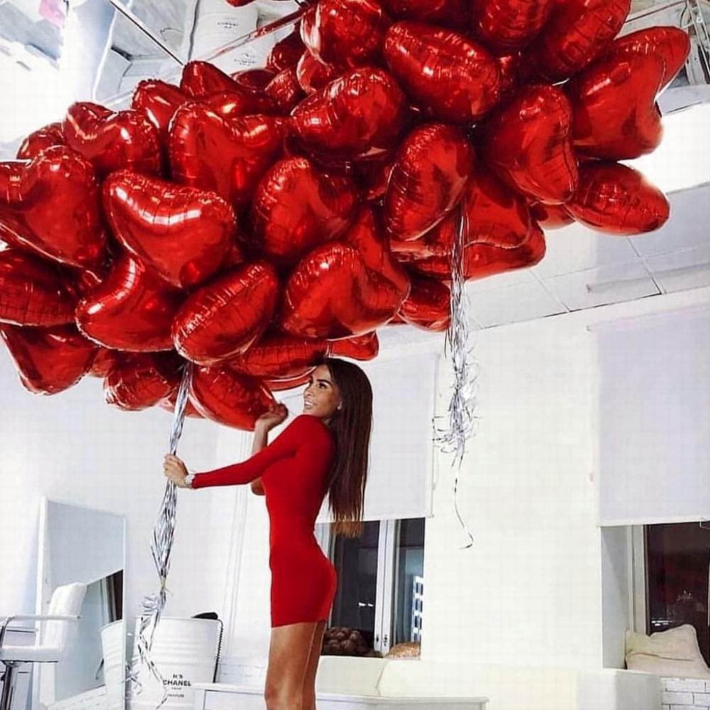 30 Ballons Cœur Rouge Hélium - Déco Fête Saint Valentin Mariage - 45cm Avec Rubans