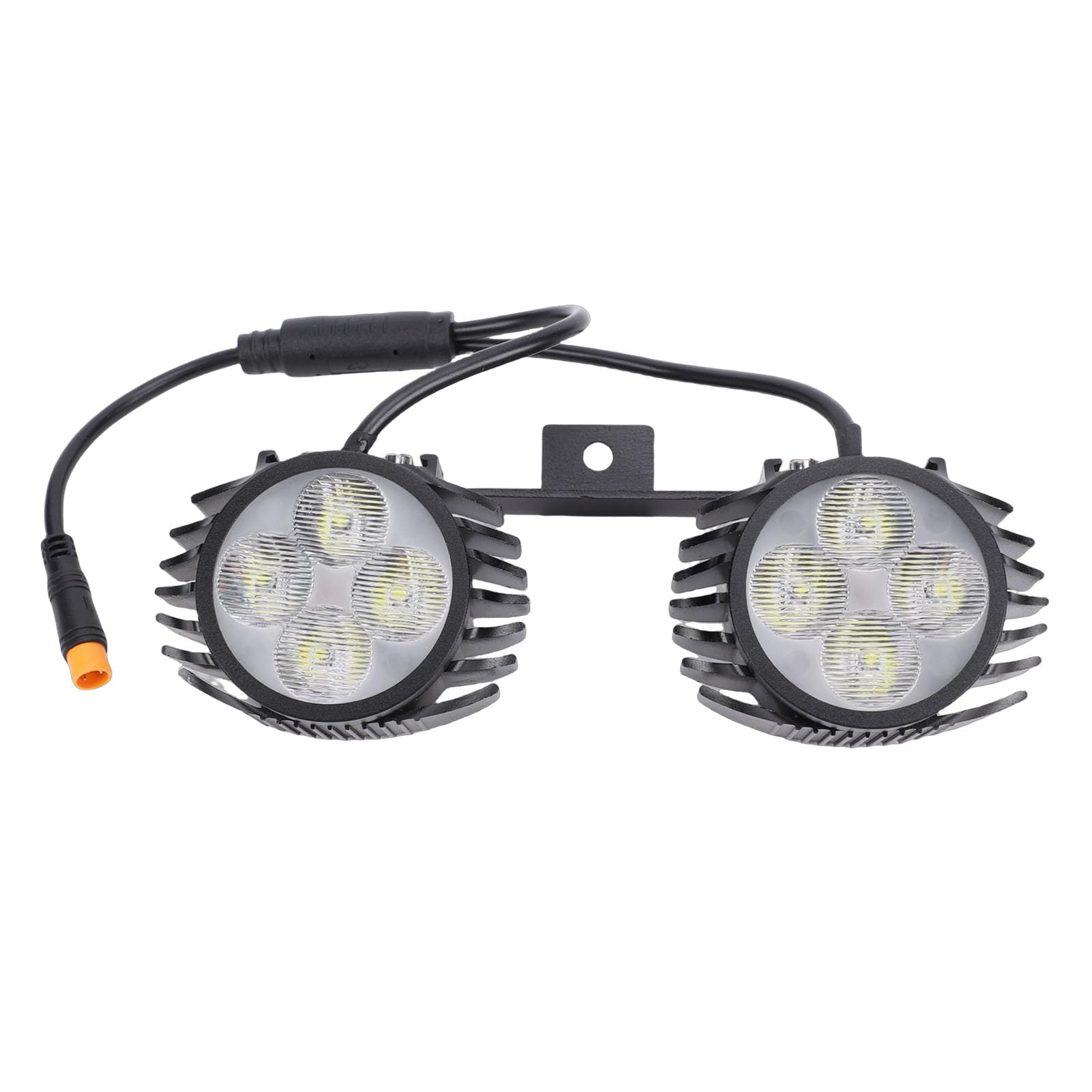 Tbest Luz Delantera de Doble Cabezal para Patinete Eléctrico, Lámpara LED Superbrillante de Aleación de Aluminio para Manillar, para Bicicletas, Motocicletas, Vehículos Compartidos