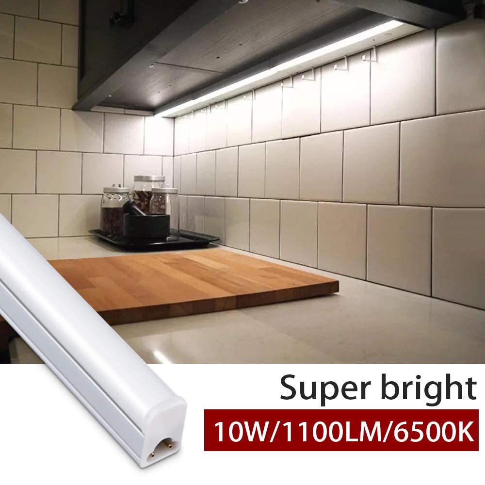 Luz LED Tienda 2FT 10W 1100LM 6500K Luz Debajo la Cabina y luz LED Techo Barra luz LED habitación Plug and Play Interruptor Encendido/Apagado