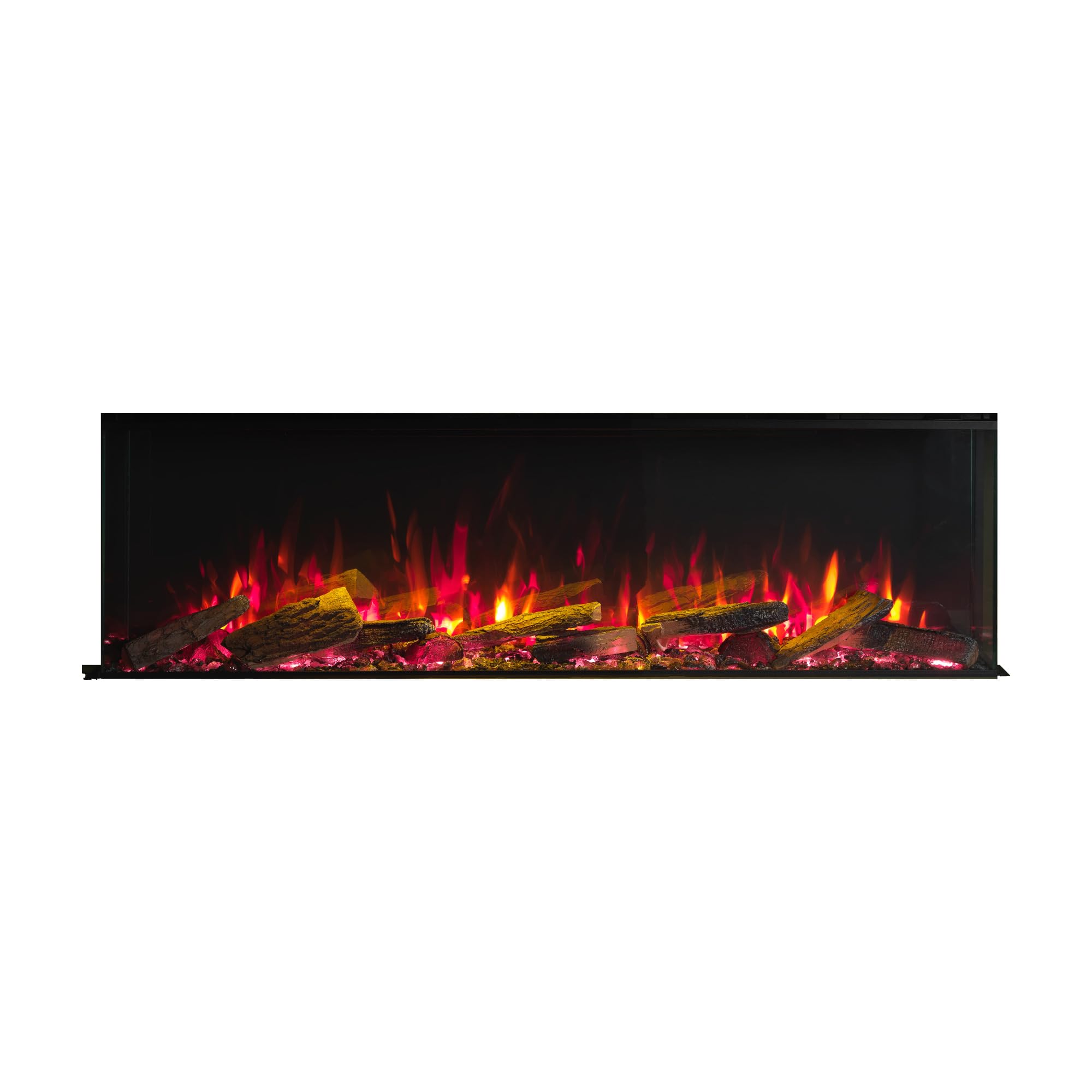 FLAMME 51”/130cm Knighton Platinum Smart Inset Media Wall Electric Fireplace 1-2-3 sided View Compatible with Alexa Deep Fuel Bed Perfect for Media Wall