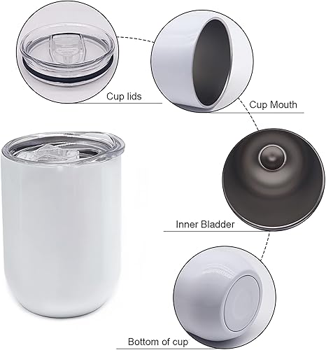 Miniatura 4 de Vaso de vino de acero inoxidable de 12 onzas a granel con tapa y popote, vaso de viaje aislado al vacío de doble pared sin tallo para bebidas