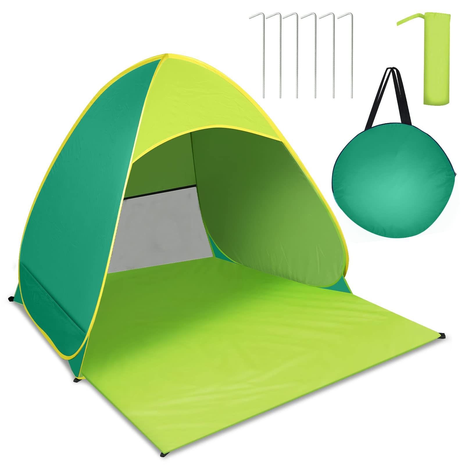JOPHEK Tienda Portátil UPF 50+, Pop Up Automático Carpa para 2-3 Personas, para Camping, Playas, Parques (Verde)
