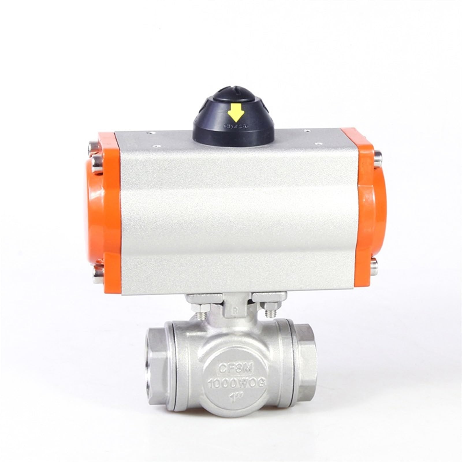 Vanne à bille pneumatique à 3 voies 3/4" inox 304 type T