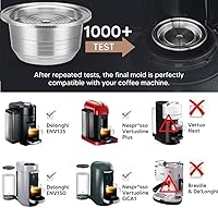 Vista 4 de Cápsula de café reutilizable, vaina de café rellenable de acero inoxidable para preparar espresso 230ML/8OZ, cápsula de metal V-ertuoline compatible