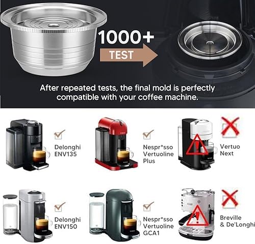 Miniatura 7 de Cápsula de café reutilizable, vaina de café rellenable de acero inoxidable para preparar espresso 230ML8OZ, cápsula de metal V-ertuoline compatible