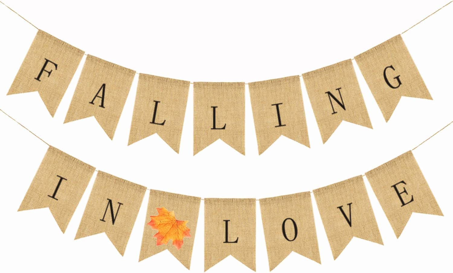 Alasida Falling in Love Burlap Banner, Great for Thanksgiving Decor, Valentines, Autumn Room Decoration, Party Decor for Birthday, Wedding, Bridal Baby Shower, Anniversary and Graduation