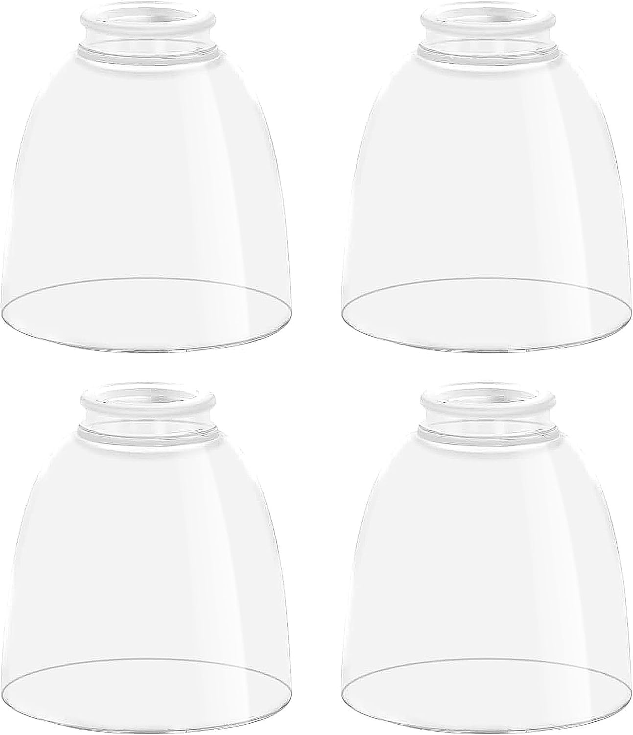 Clear Glass Bell Shade Replacement – 1.65" Fitter – Compatible with Chandeliers, Wall Sconces, Vanity & Ceiling Lights – Decorative Lamp Globe for Home Lighting, 4 Pack