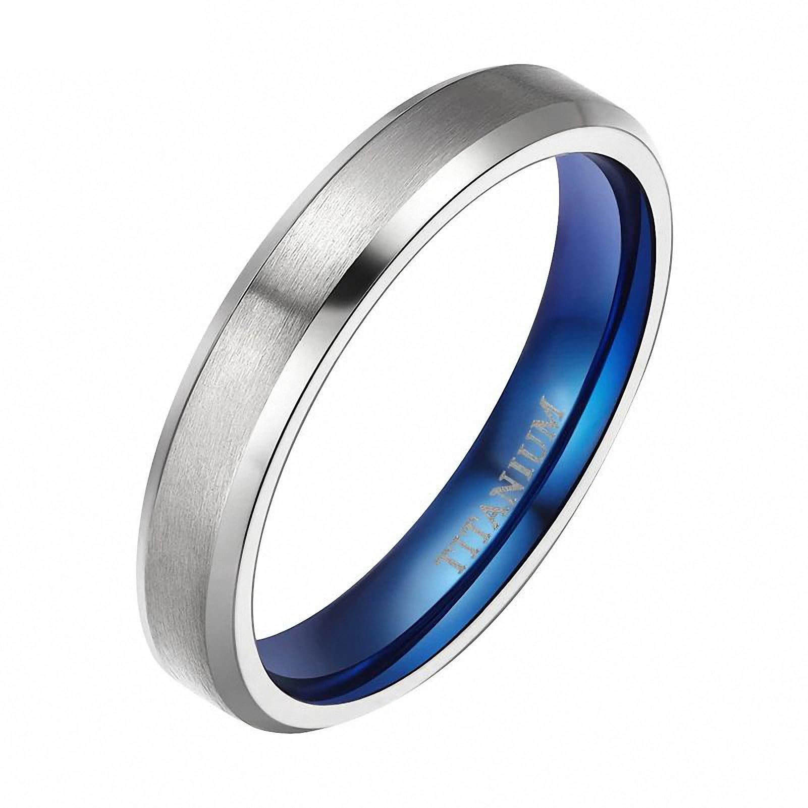Anillos de compromiso de titanio y bodas civiles con brillo azul 3