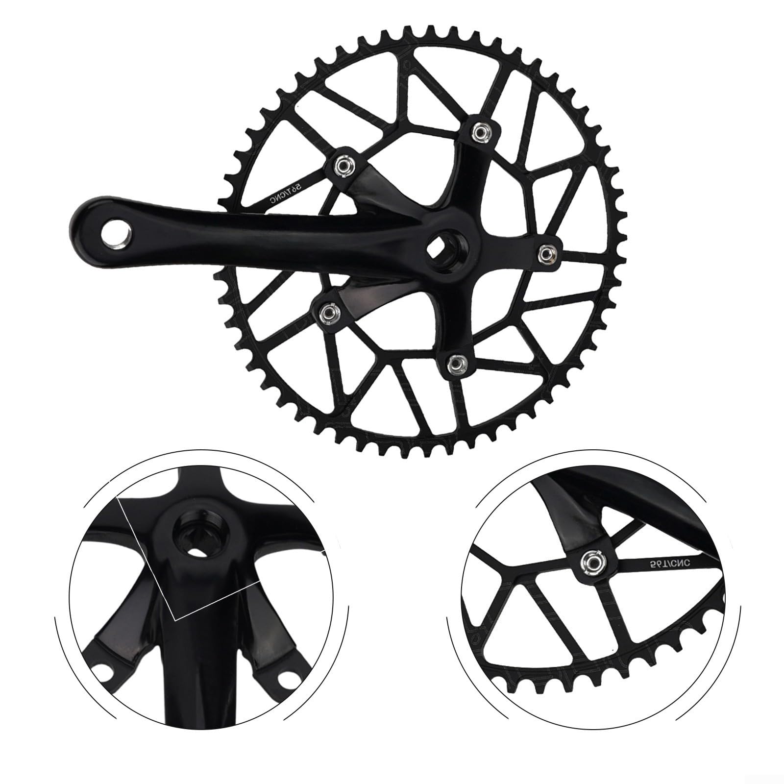 AL6061 Mechanizm korbowy do roweru, kwadratowy otwór, 170 mm, z obrabianą CNC, 130BCD, wąska szeroka tarcza łańcuchowa, 48-56T, do składanego roweru szosowego, górskiego (54T)
