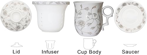 Miniatura 2 de Ameolela - Taza de té de porcelana con tapa de infusor y juegos de platillo, taza de café de cerámica china Jingdezhen, taza de té, sistema de