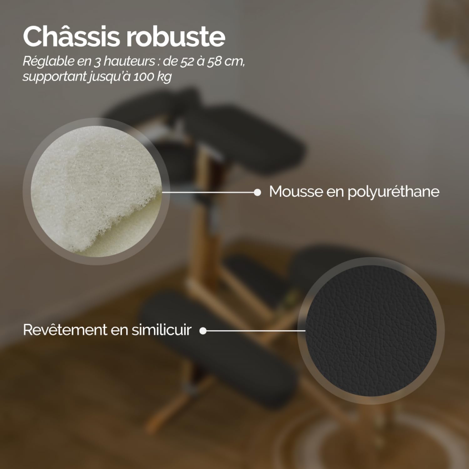 PLUS SANTE - Chaise de Massage Pliante en Bois MILA - Chaise de Soin, Confort, Polyvalence et Élégance pour les Professionnels de Santé - Supporte jusqu'à 100kg - Sac de Transport Inclus, Couleur Gris