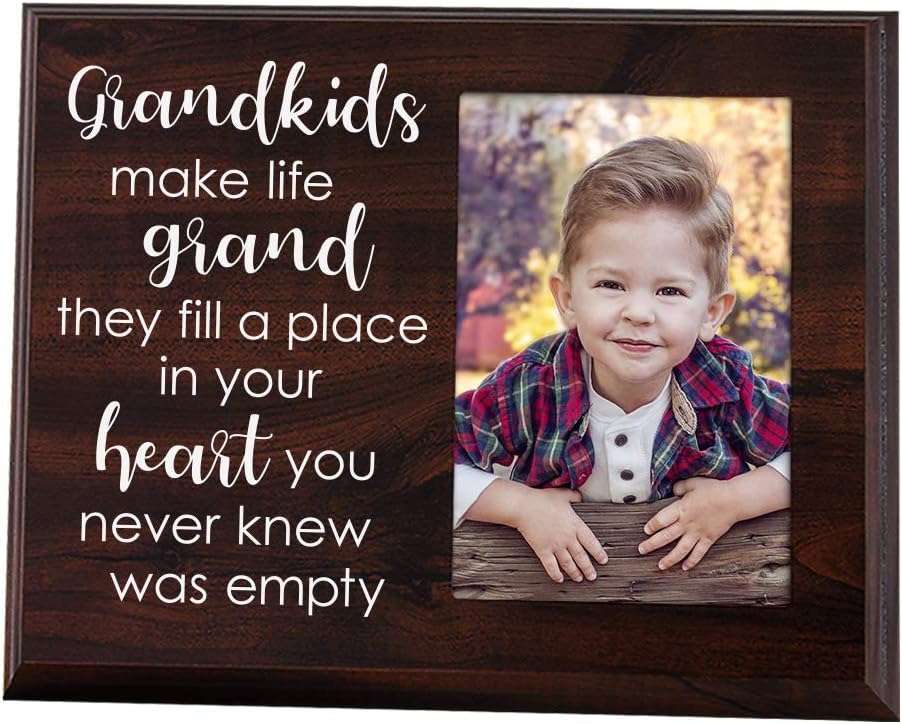 Elegant Signs Grandkids Make Life Grand 4x6 Photo Holder - Grandma Gifts - Grandparents Picture Frame