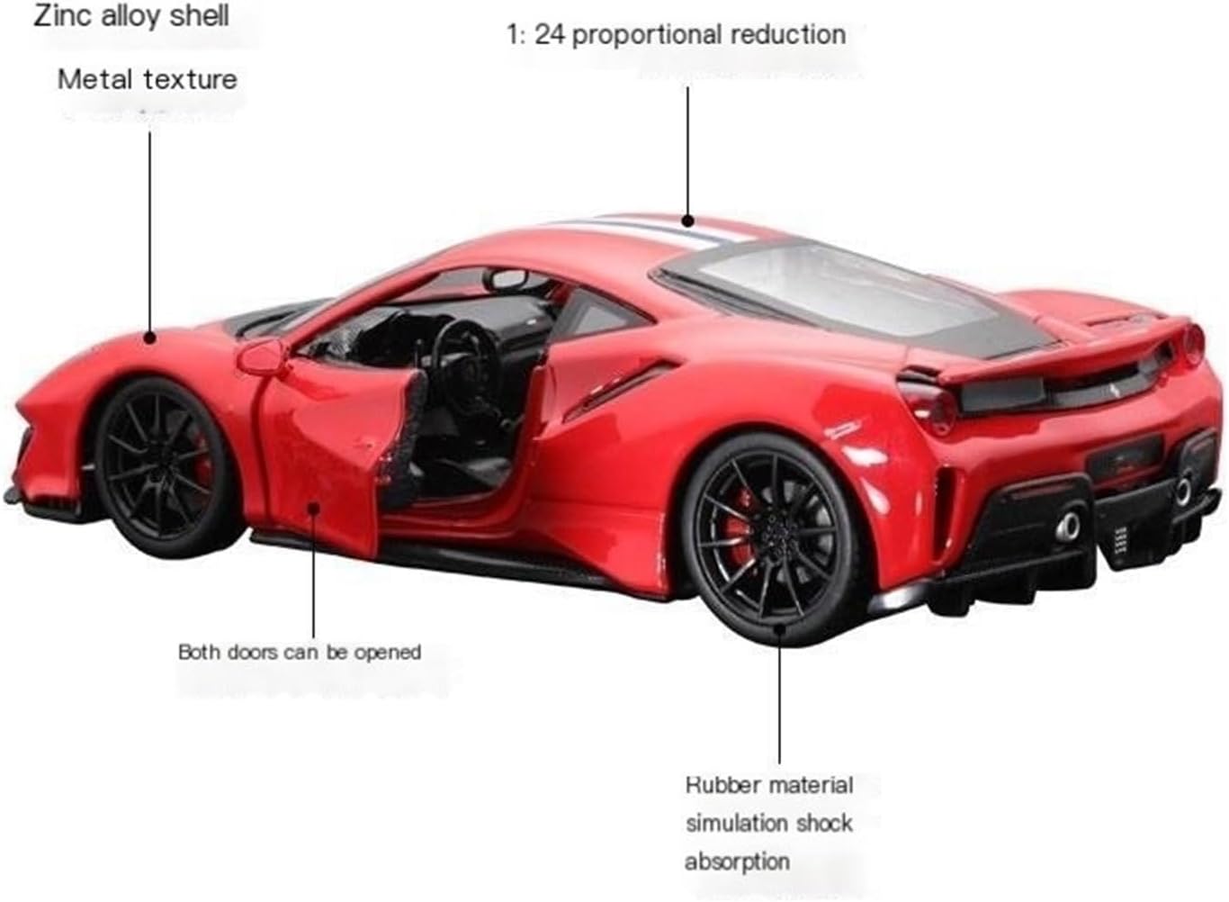 1:24 488 Pista Sports car Simulation Alloy Model red(488 Dark Blue)