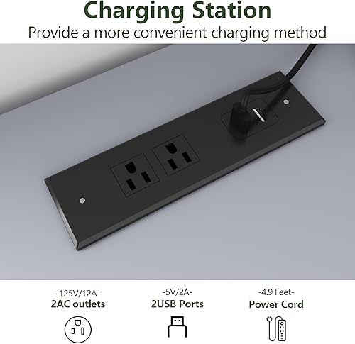 Miniatura 3 de Cómoda de 9 cajones con toma de corriente, cómoda con luz LED, cómoda moderna para armario, gabinete organizador de cajones doble ancho para