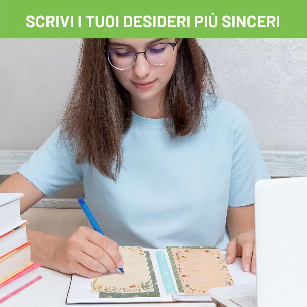 Vicloon Set Carta da Lettere e Buste 54 Pezzi 36 Fogli 18 Buste per Inviti