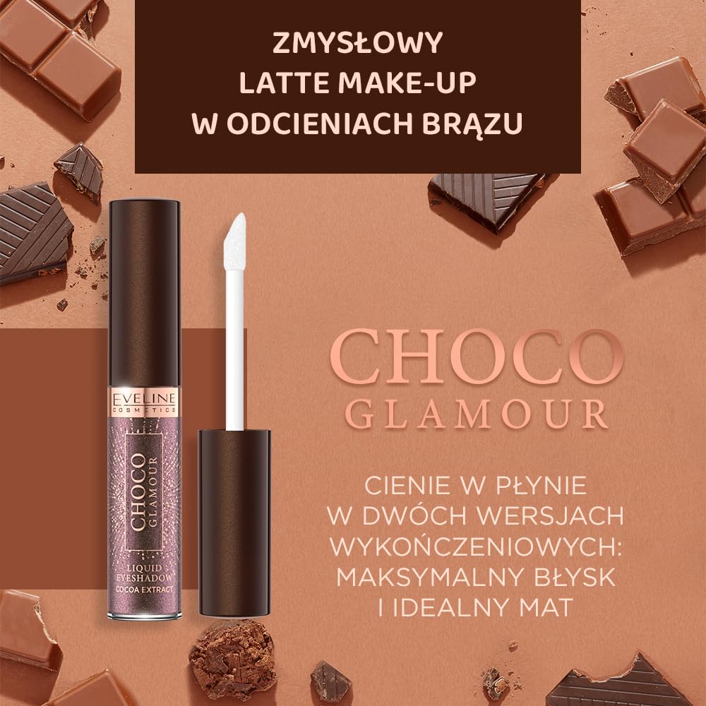 EVELINE COSMETICS Choco Glamour Liquid Eyeshadow Stick, Shimmer Cream Eyeshadow Pencil, Smoky Eye Shadow Pen, Waterproof Highlighter Makeup Stick for Girls Women Eye Makeup image 4