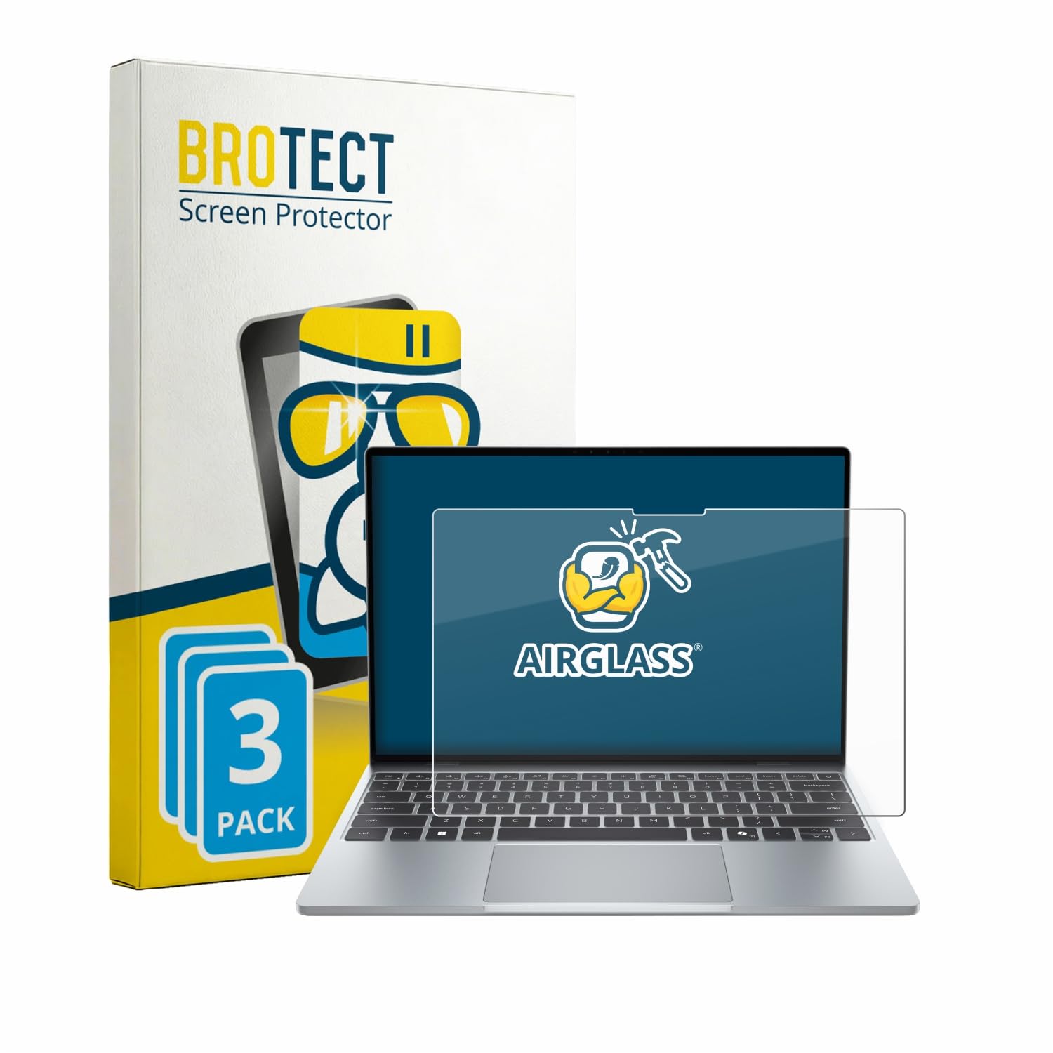 BROTECT Protector Pantalla Cristal para Dell XPS 13 DX13260 2026 Protector Vidrio (3 Unidades) - [Dureza 9H, Anti-Arañazos]