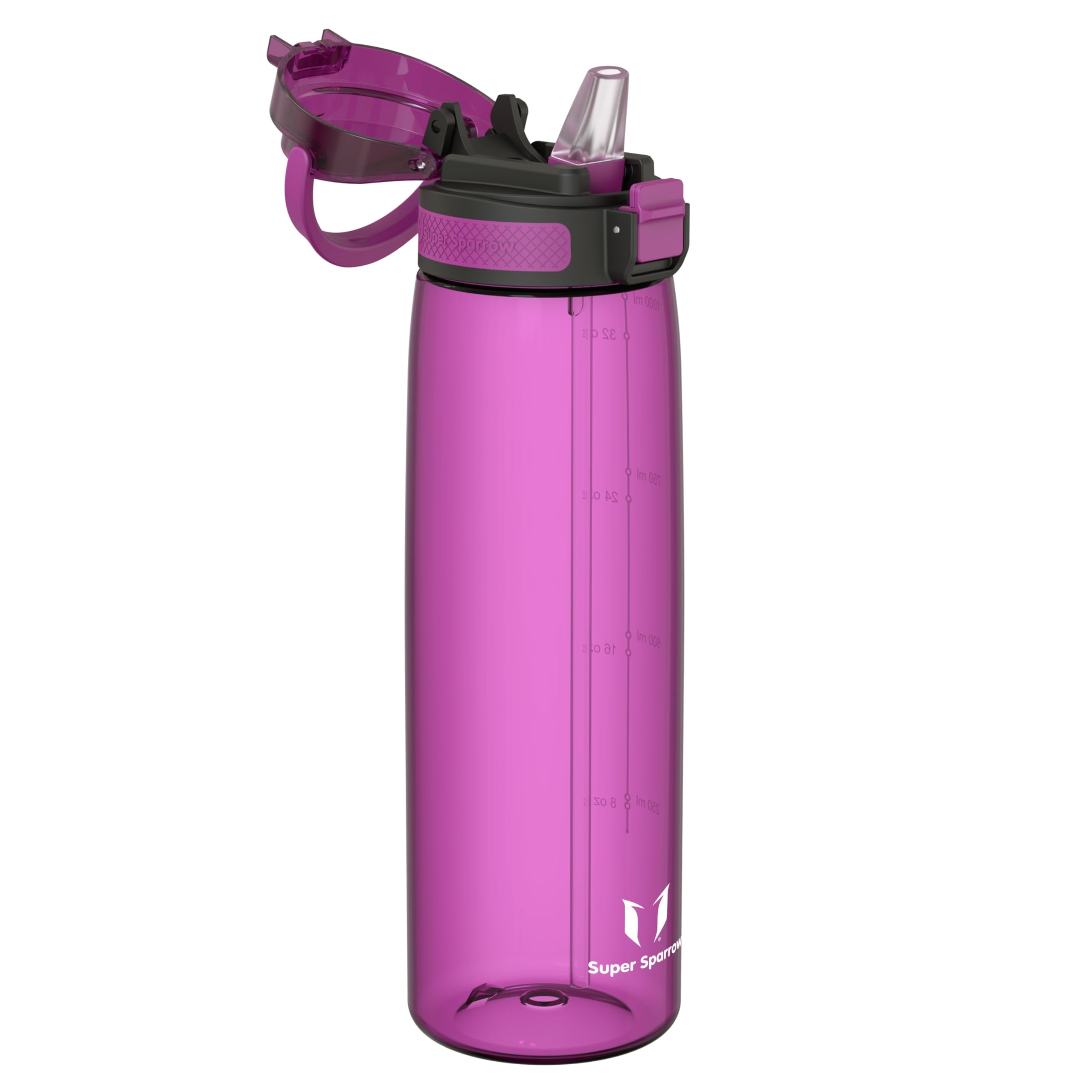 Super Sparrow Borraccia - TouchSip Sportiva Bottiglia - 500ml/750ml/1L - Tritan Senza BPA, a Prova di Perdite - Borracce con Cannuccia Ideale per Scuola e Sport