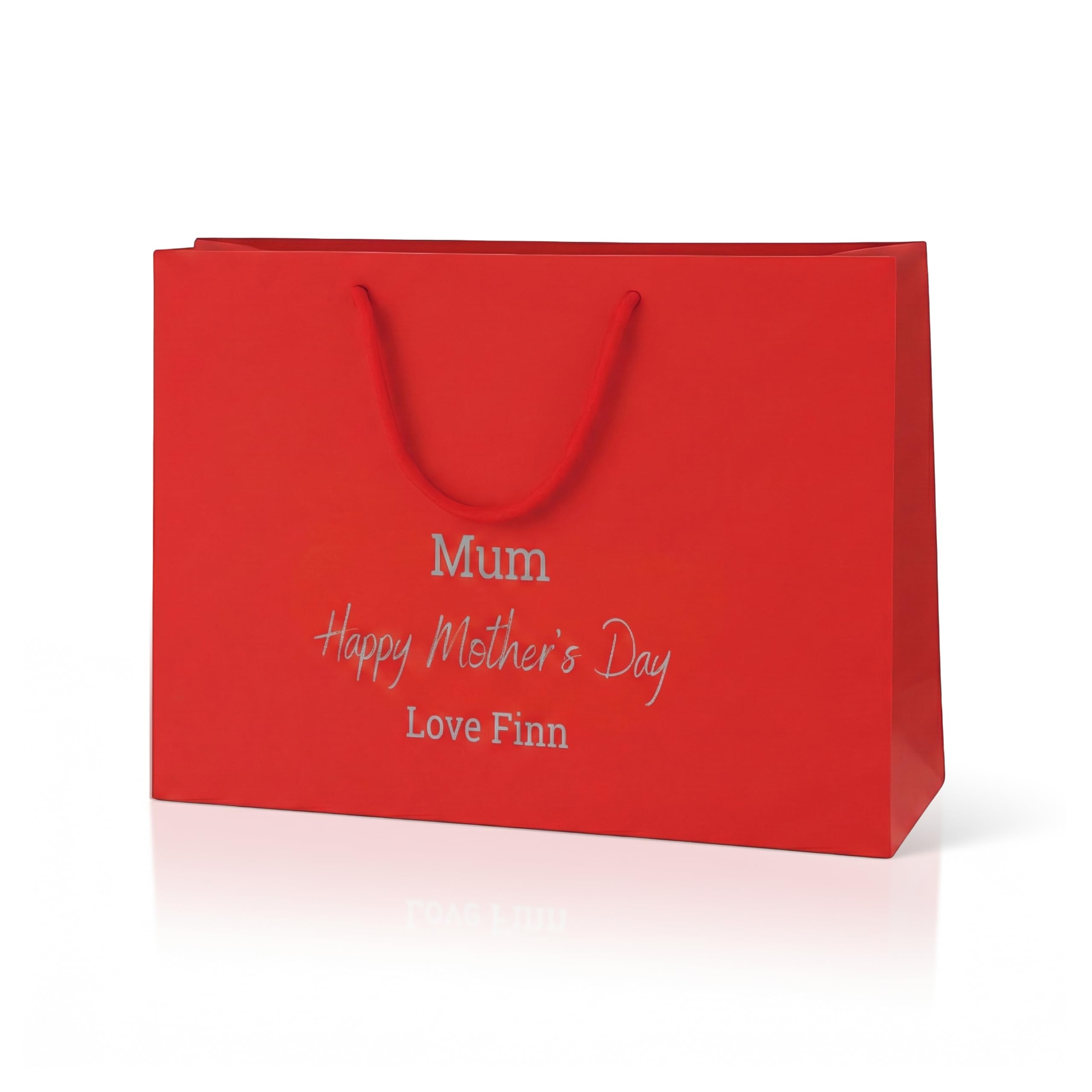 COOKIES AND KOALAS Personalised Mother’s Day Gift Bag – Luxury Red Foil Printed Gift Bag – Medium Wide 35×24×10 cm – Custom Gold or Silver Foil Name – Reusable Mother’s Day Gift Packaging for Mum