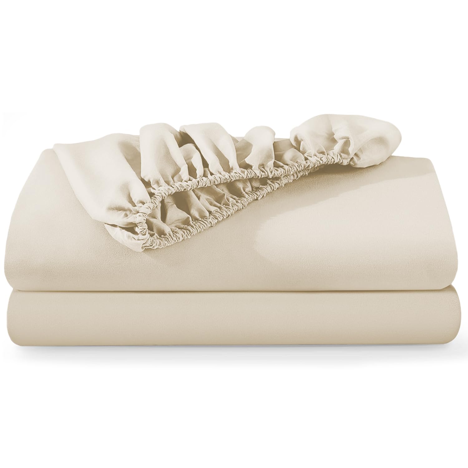 Bedlooms Cream Super King Fitted Sheet 2 Pack – (180X200cm) Up To 25Cm Deep Bed Sheets