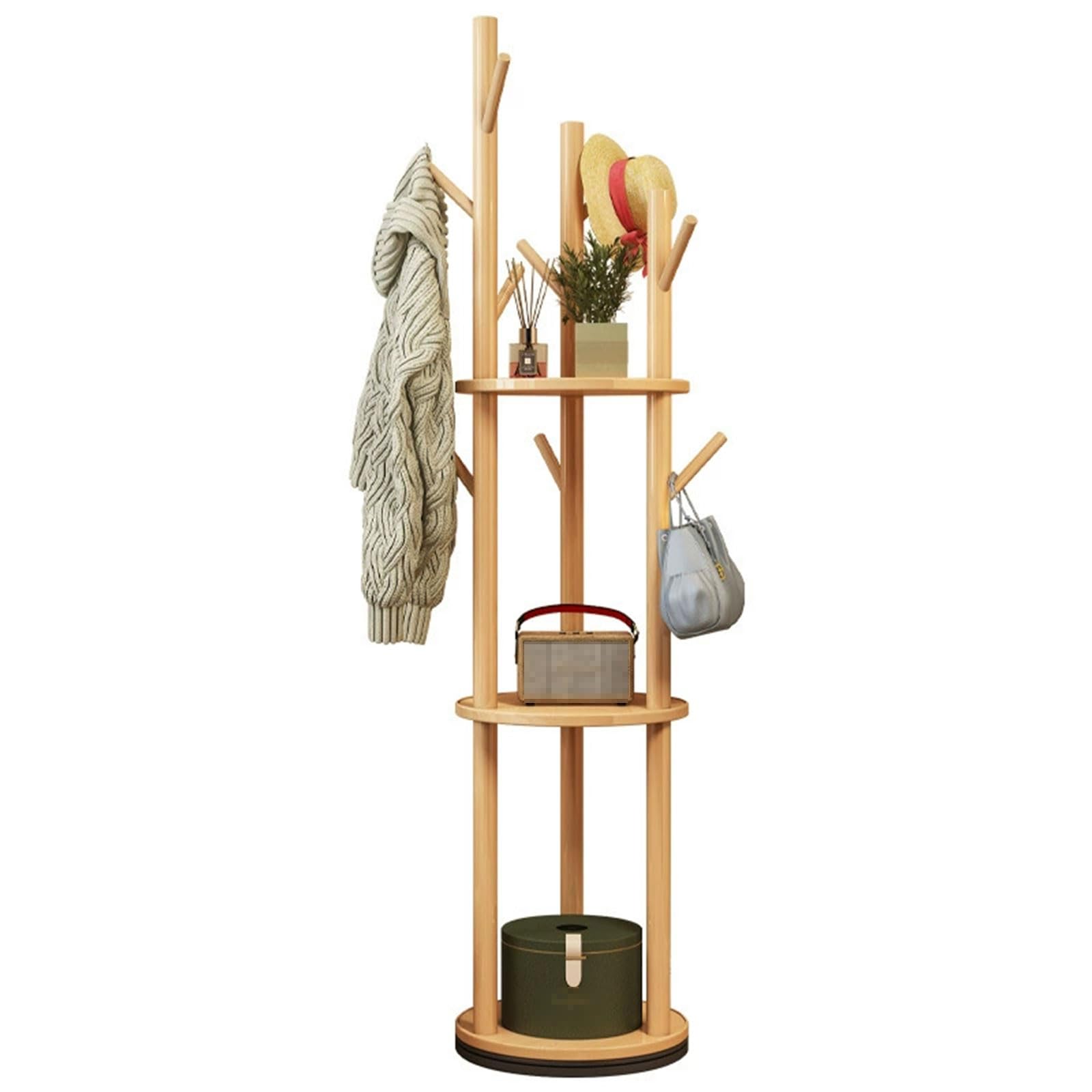 Porte-manteau pivotant d'entrée avec étagère de rangement