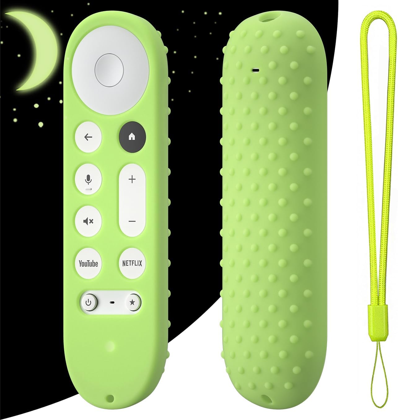 Silicone Cover Case for Google TV Streamer 4K Google TV (4K) Voice Remote 2024 Remote Cover Anti-Slipping Silicone Case (Glow Green)