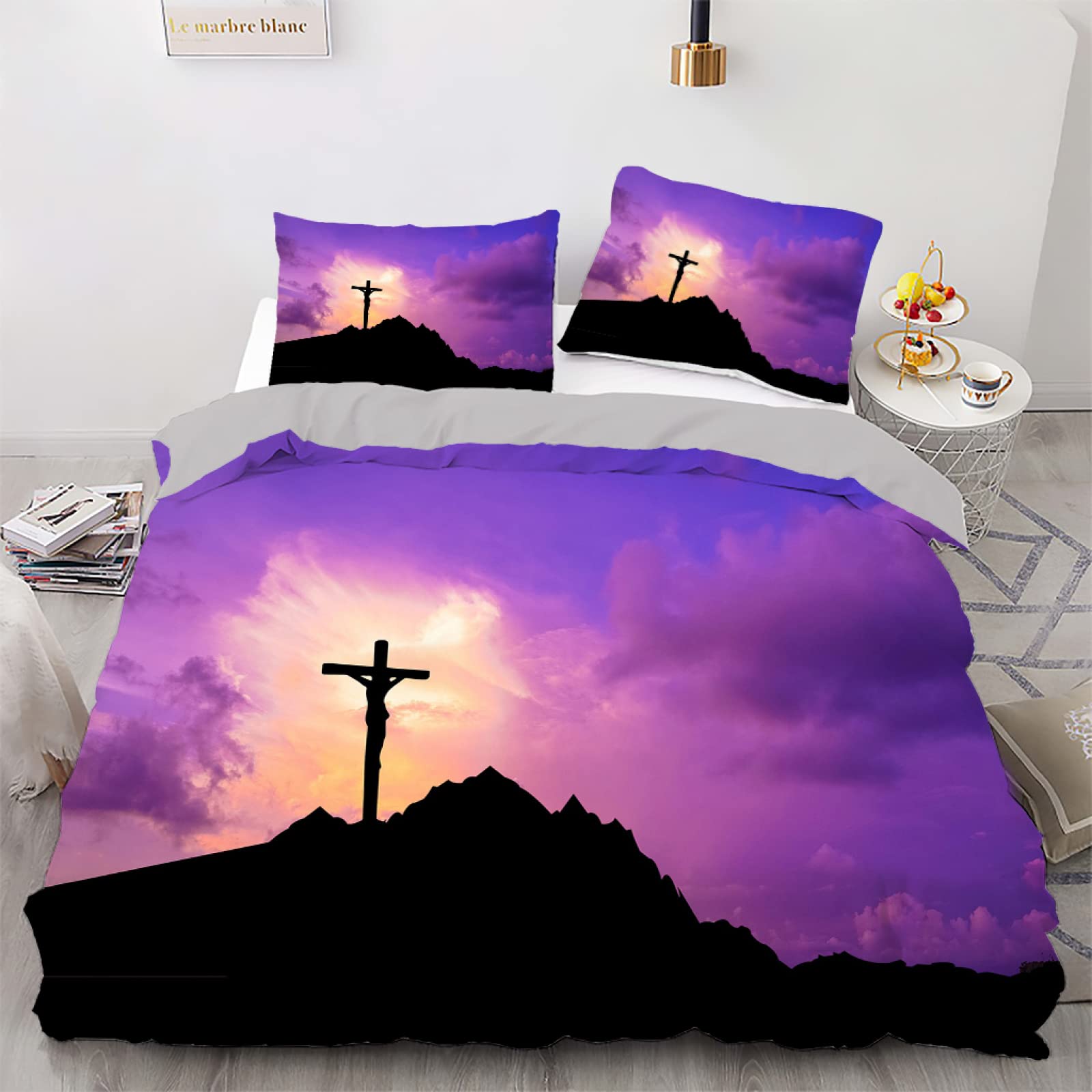 Parure de lit 220x240 en microfibre 110 g/㎡ de qualité supérieure violet magnifique pour adulte