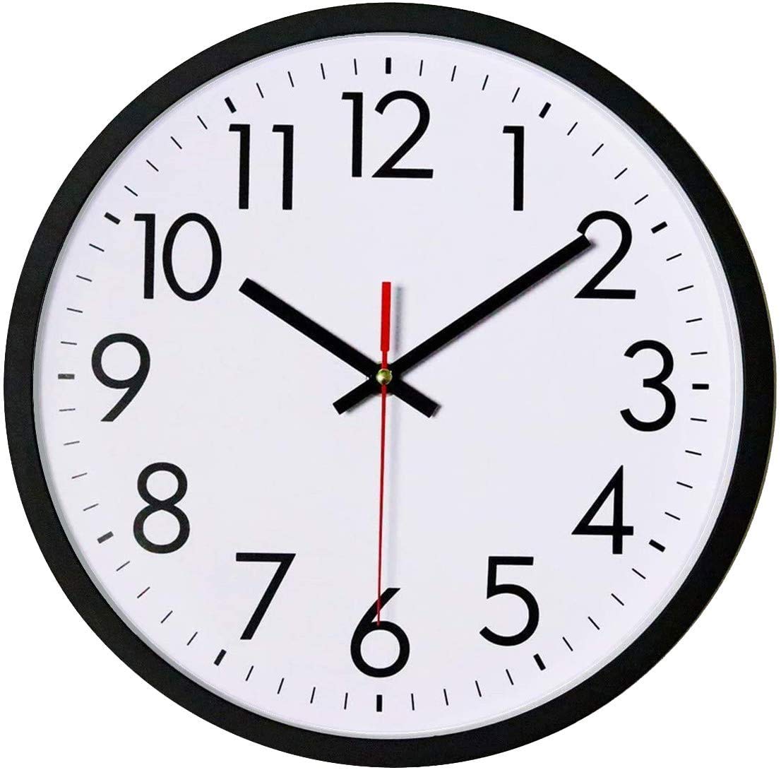 G4GADGET Wall Clock Large Big Digits Quartz Classic Design 23cm Round WallClock (BLACK)