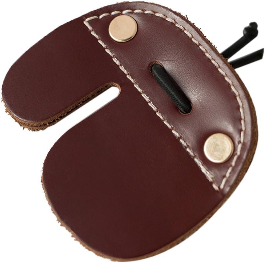 CyberDyer Cow Leather Archery Finger Tab for Recurve Bows Hunting Finger Protector Brown