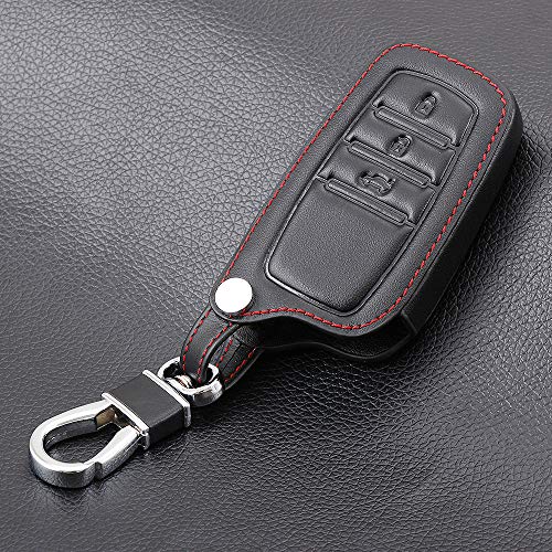 【IKT】 トヨタ車用 革スマートキーケース ブラック 3ボタン / 新型ハリアー/ヤリスクロス/ヤリス/など 専用設計で 傷防止に最適! (TL-017BK)