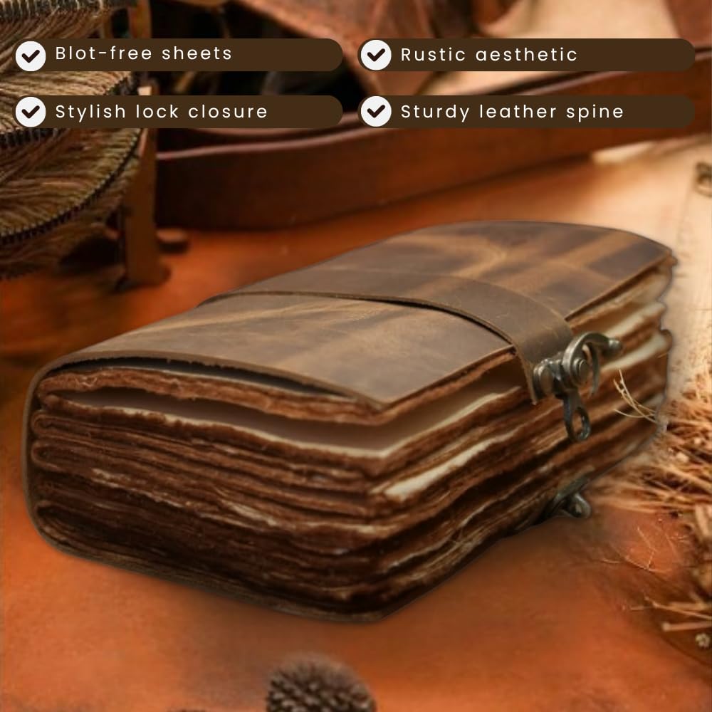 Diario de cuero vintage hecho a mano de 5 x 7 pulgadas, 100 páginas para escribir, dibujar y viajar, regalo para hombres y mujeres