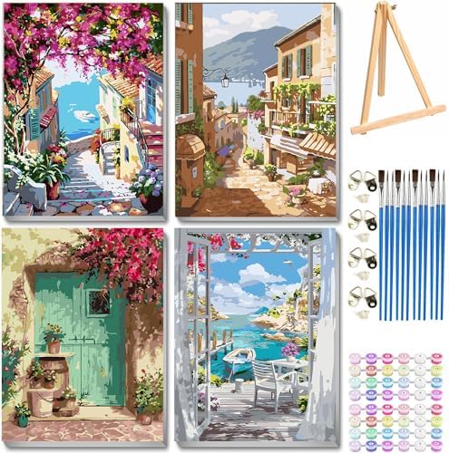 Amazon.com: VIGEGU 4 Pack Paint by Numbers kit for Adults Beginner ...