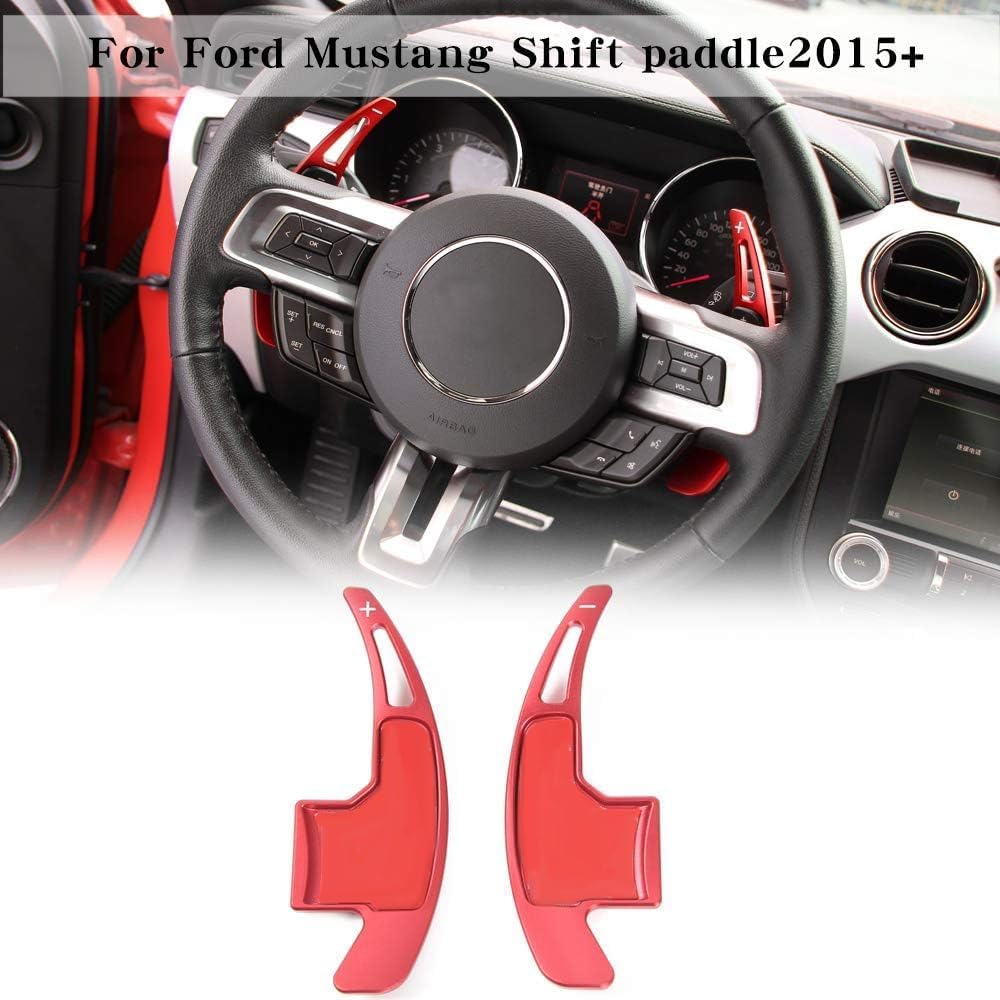 Steering Wheel Shift Paddle Shifter Extension for 2015+ Ford Mustang (Red)