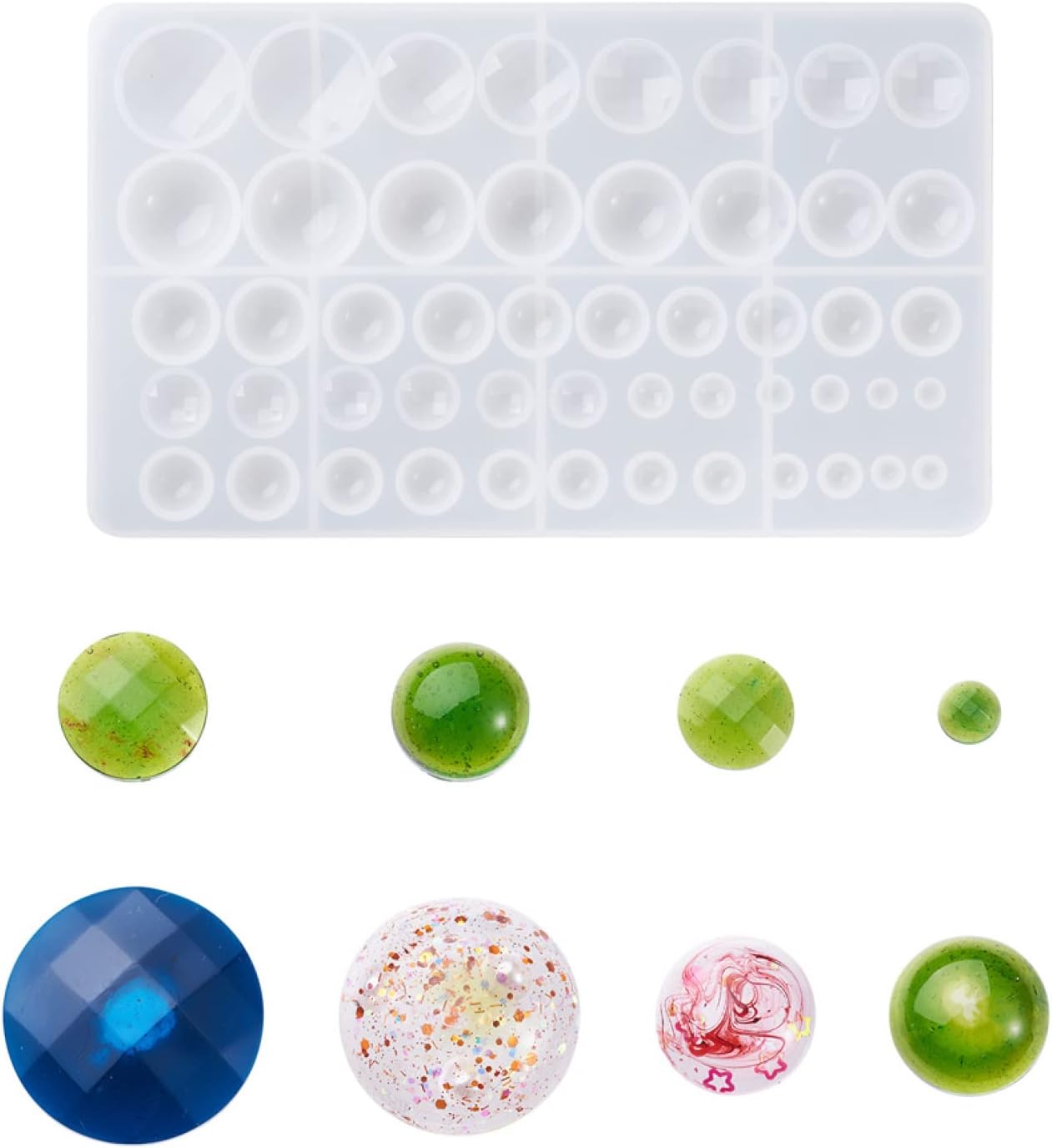 Boutigem 2pcs Cabochon Gem Resin Silicone Mold Round Cameo Dome Epoxy Resin Mould for DIY Jewelry Pendant Bracelet Necklace Earring Art Craft Making