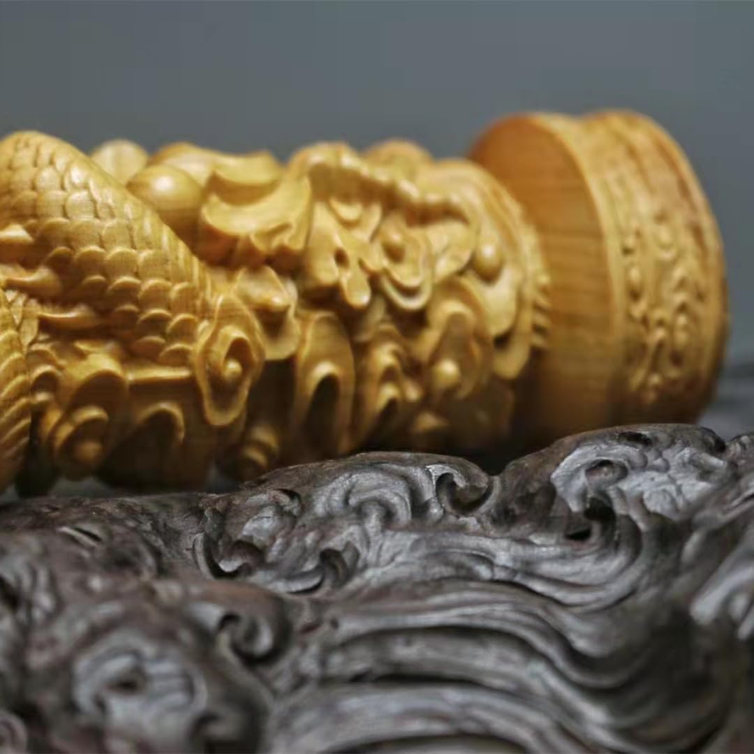 Office Decor Decorative Solid Wood Figurines Pure Hand-Carved Home Room Car Key Pendant Home Decor