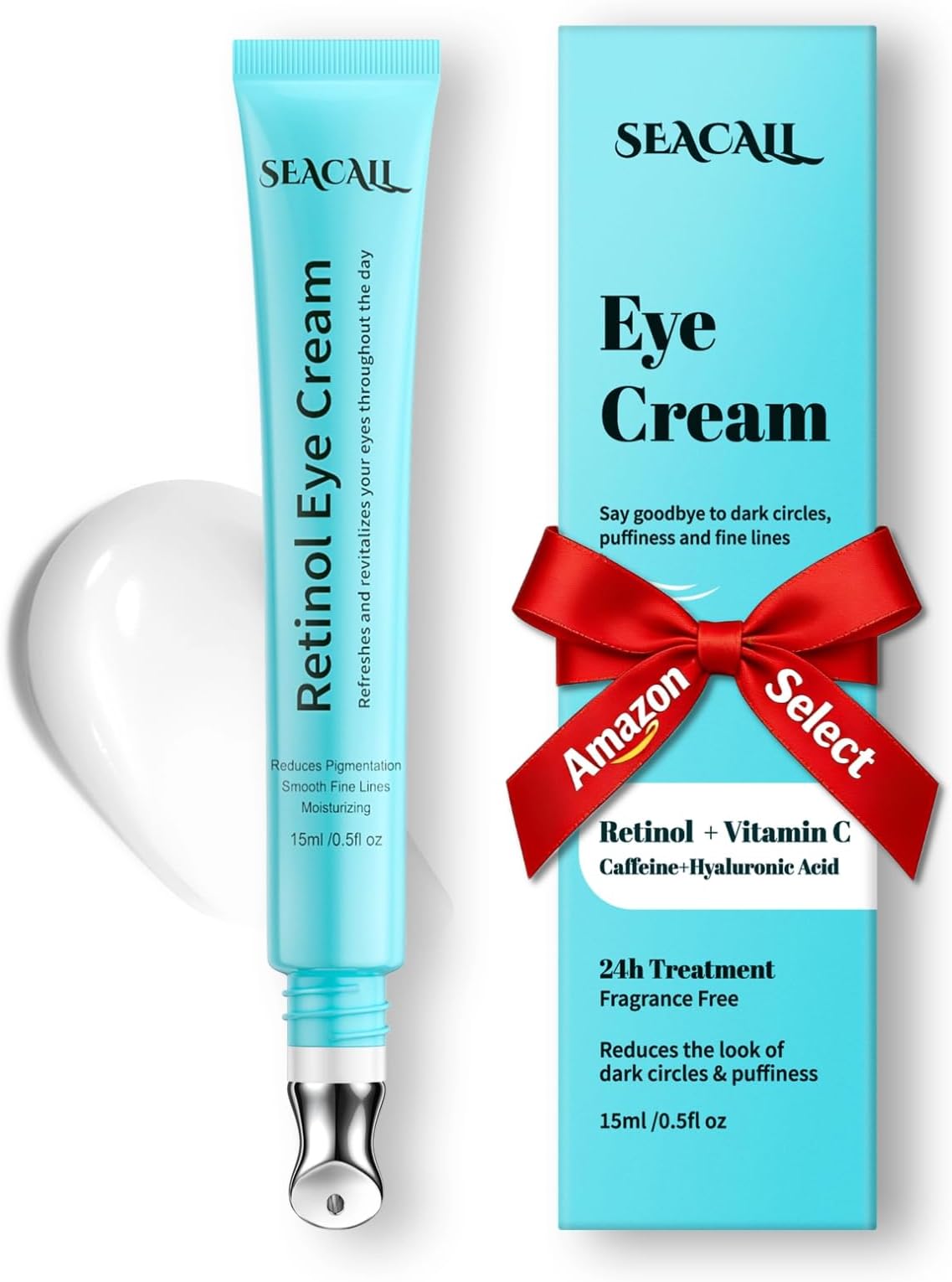 Retinol Eye Cream - Eye Serum for Dark Circles & Puffiness Anti-Aging - Under Eye Cream with Hyaluronic Acid & Caffeine to Reduce Wrinkles & Repair the Eye Area (15ml)