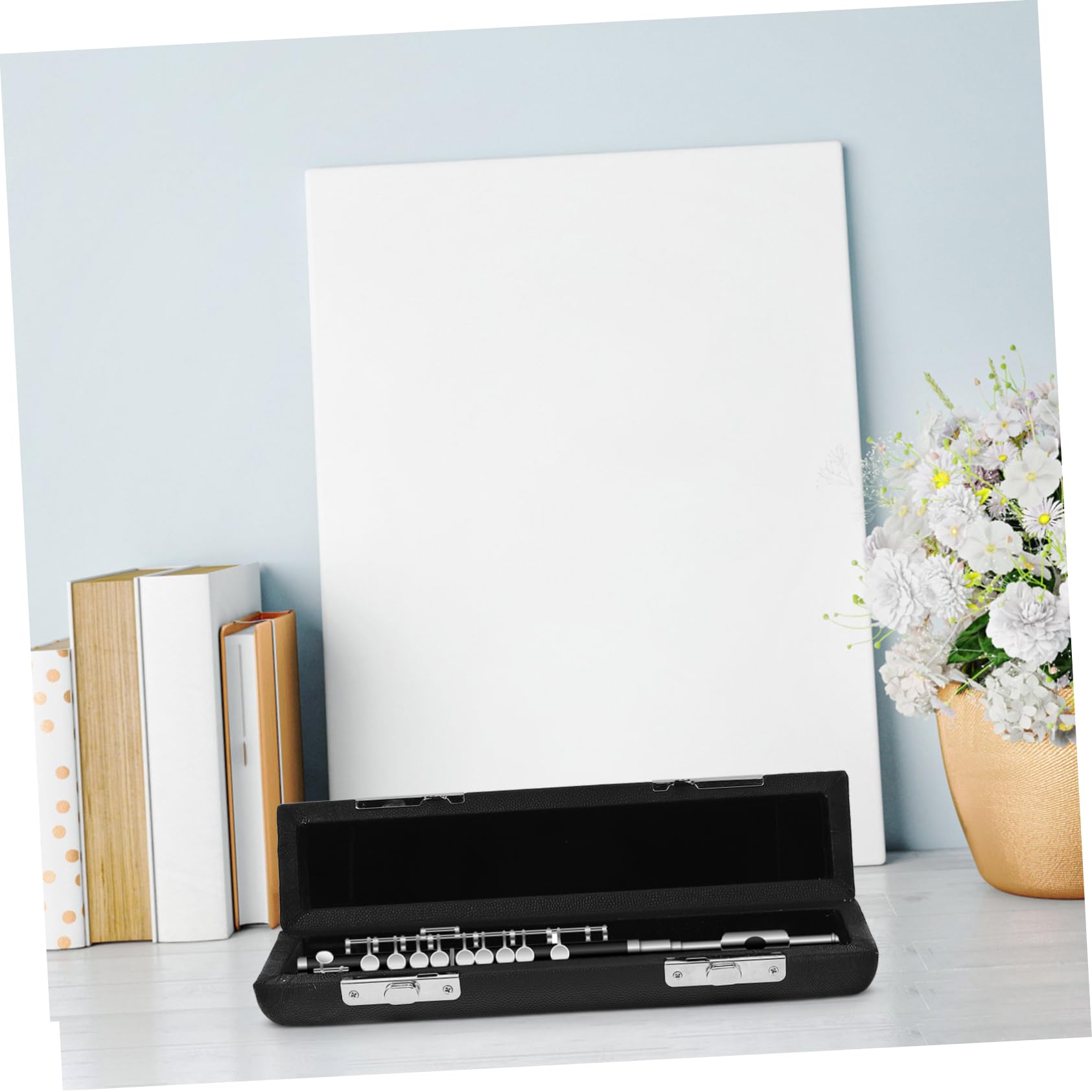 Yardwe Box Flute Storage Case Leather Box Durable Leather Material Lightweight Portable Musical Instrument Storage for Safe Flute Organization