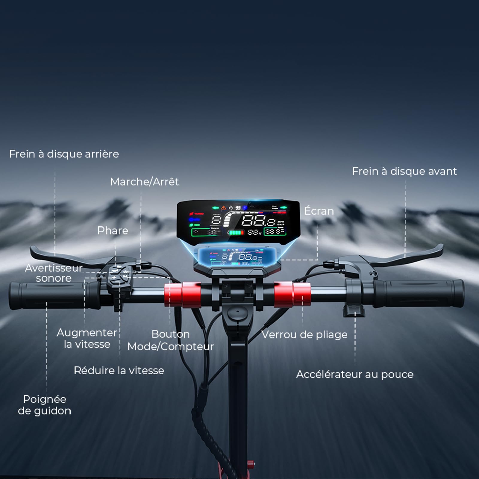 isinwheel GT2 Trottinette Électrique Adulte 1200W,Batterie 48V 15Ah,Autonomie 60KM,Pliable Tout Terrain avec Amortisseurs Avant/Arrière,APP,Clignotants,Éclairage Ambiance,Charge Max 150KG