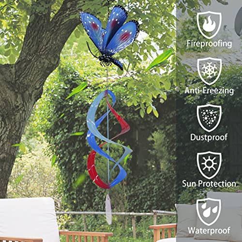 John's Studio Hanging Garden Wind Spinner - Metal Butterfly Windmill Outdoor Decoration Kinetic 3D Wind Sculpture Ornament For Home Patio And Yard - 33 Inches #TOP4
