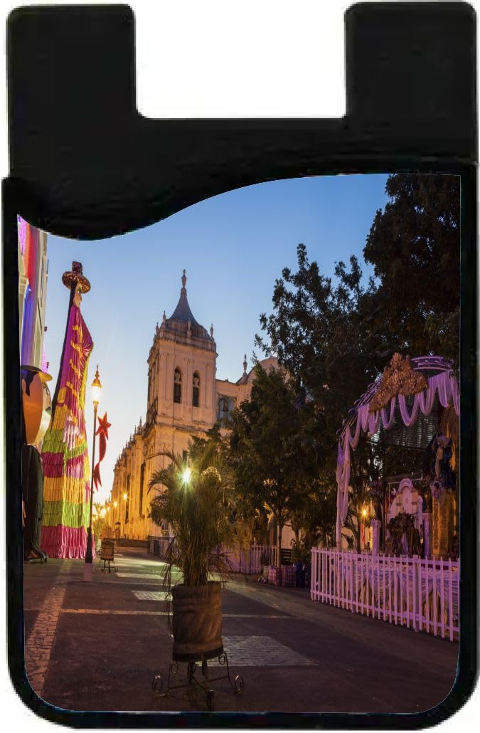 Island Gifting Neoprene Stick-on ID Card Holder for iPhone/Galaxy/Google Android Cases Featuring Image of Our Lady of Grace Cathedral in Leon Nicaragua