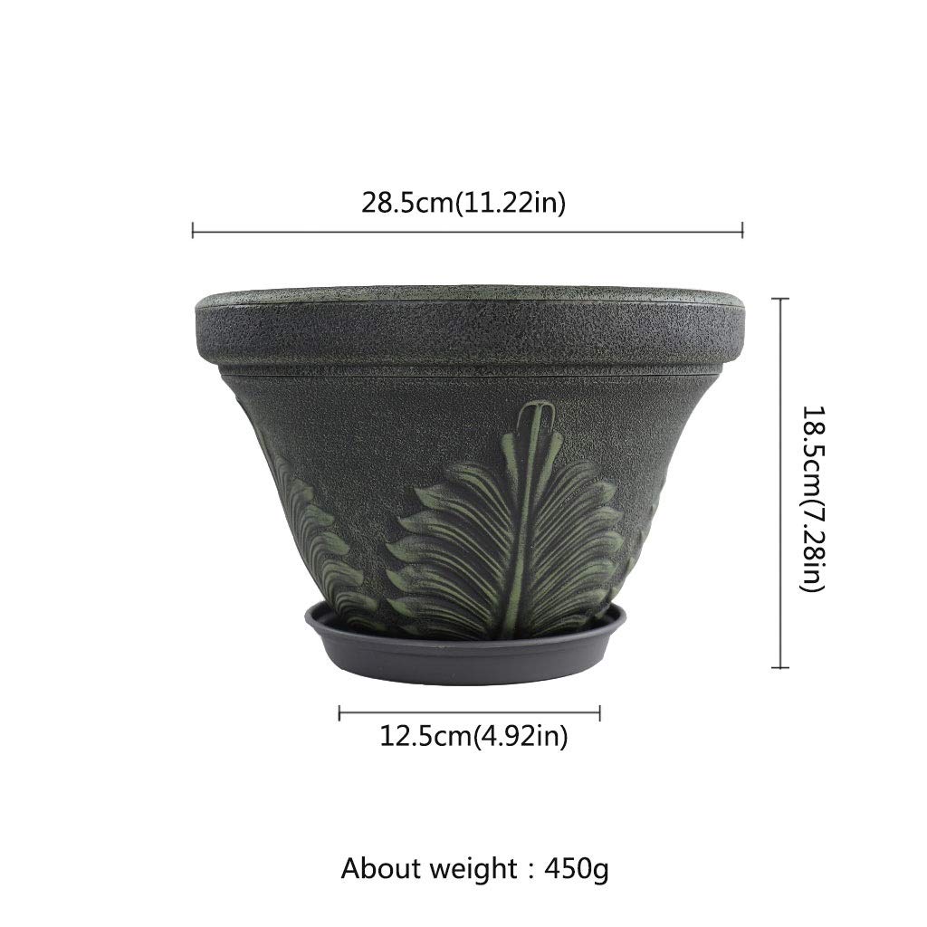 Vasi per Piante Grigio-Verde Resina Flower Pot Outdoor Garden Courtyard Home Office Desktop Decoration Round Flower Pot 11,22 Pollici Vaso da Fiori