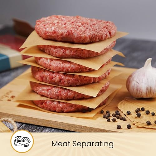 Miniatura 3 de Hamburger Patty - Cuadrados de papel de 5 x 5 pulgadas, 300 hojas de papel pergamino, recubiertas de silicona y sin blanquear, papel de pastelería